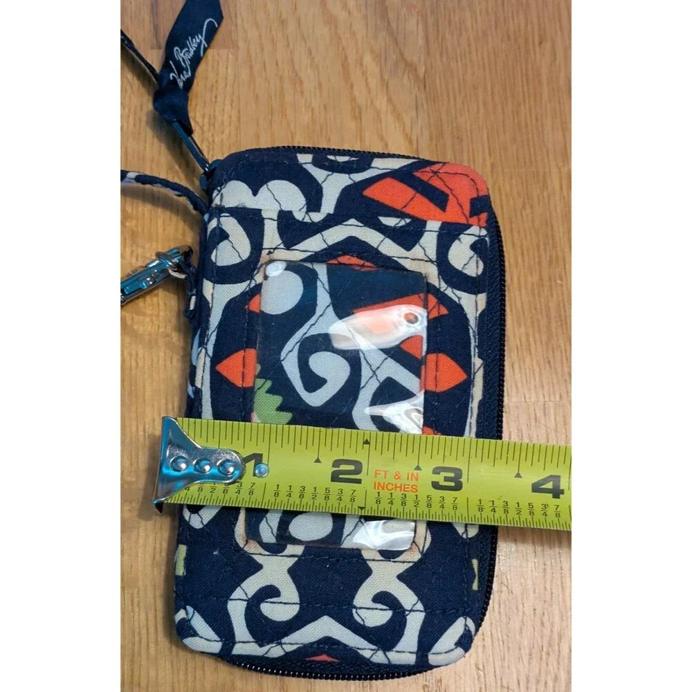 Retired Vera Bradley Sun Valley Wallet ID Case Wristlet Navy & Orange Print